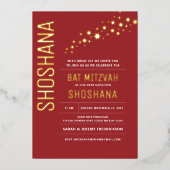 Invitation En Aluminium Bat mitzvah Moderne Élégant VRAI OR (Recto)