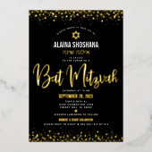 Invitation En Aluminium Bat mitzvah Noir Élégant Script Moderne Véritable  (Recto)