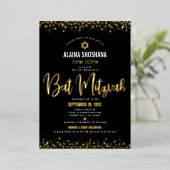 Invitation En Aluminium Bat mitzvah Noir Élégant Script Moderne Véritable  (Debout devant)