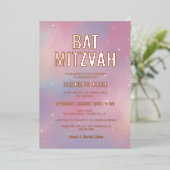 Invitation En Aluminium Bat mitzvah or Rose Galaxy moderne (Debout devant)