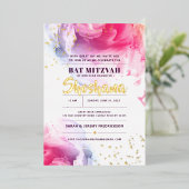Invitation En Aluminium Bat mitzvah Parties scintillant aquarelle Invitati (Debout devant)