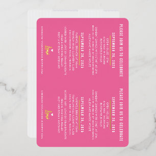 Invitation En Aluminium BAT MITZVAH script moderne joli or rose