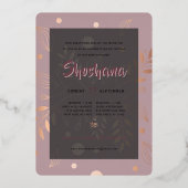 Invitation En Aluminium Bat mitzvah VRAI Rose Or Moderne Floral (Verso)