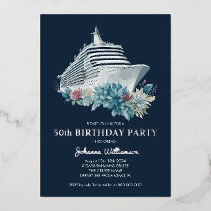 Invitation En Aluminium Bateau de croisière 50e Anniversaire Fête Luxe Arg