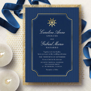 Invitation En Aluminium Bateau Roue de gouvernail Mariage Nautique
