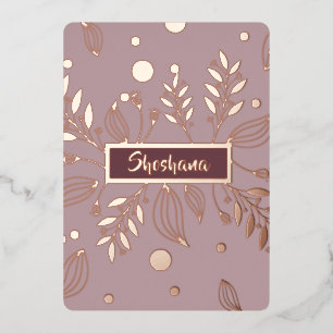 Invitation En Aluminium Batmitsva Rose Gold Moderne Floral Réel