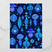 Invitation En Aluminium Baubles Noël Diner Aquarelle Marine Bleu (Verso)