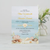Invitation En Aluminium Beach Ocean Mariage Elegant Gold (Debout devant)