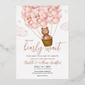 Invitation En Aluminium Bearly Wait Teddy ours fille Baby shower Rose or (Recto)