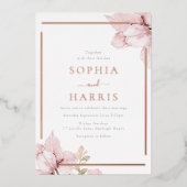 Invitation En Aluminium Beau Blush Floral moderne Rose Mariage or (Recto)