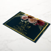 Invitation En Aluminium Beau Blush rose Bourgogne Floral Mariage (Rotation)