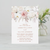 Invitation En Aluminium Beau Blush & White Mariage Rose Or (Debout devant)