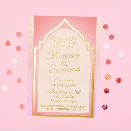 Invitation En Aluminium Beau brunch nuptial indien Mimosas et Samosas
