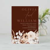 Invitation En Aluminium Beau Elégant Boho Floral Mariage Rose Or (Debout devant)