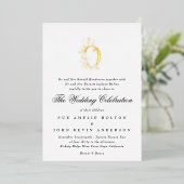 Invitation En Aluminium Beau Élégant Floral OR Monogramme Mariage (Debout devant)