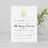 Invitation En Aluminium Beau Élégant Floral OR Monogramme Mariage (Debout devant)