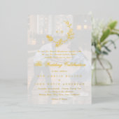 Invitation En Aluminium Beau Floral OR Monogramme Mariage photo (Debout devant)