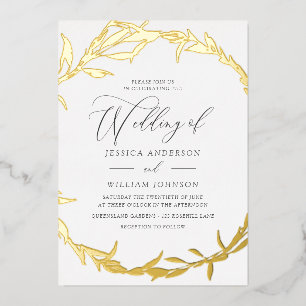 Invitation En Aluminium Beau Mariage à feuille d'or