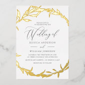 Invitation En Aluminium Beau Mariage à feuille d'or (Recto)