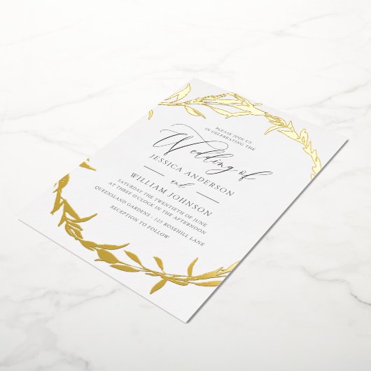 Invitation En Aluminium Beau Mariage à feuille d'or (Rotation)