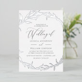 Invitation En Aluminium Beau Mariage à huile de feuille d'argent (Debout devant)