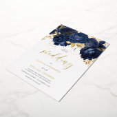 Invitation En Aluminium Beau Mariage de marine : Floral & Gold (Rotation)