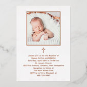 Invitation En Aluminium Beau Minimalisme Photo Baptême | Or Rose (Recto)