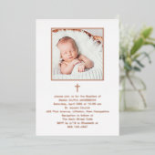 Invitation En Aluminium Beau Minimalisme Photo Baptême | Or Rose (Debout devant)