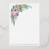 Invitation En Aluminium Beau Monogramme Rose botanique floral (Verso)