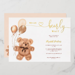 Invitation En Aluminium Beau ours illustration baby shower d'attente