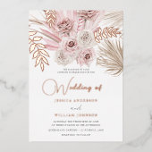Invitation En Aluminium Beau Rose Dusty et Mariage Boho ivoire Blush (Recto)