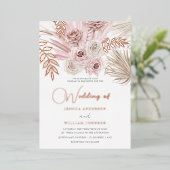 Invitation En Aluminium Beau Rose Dusty et Mariage Boho ivoire Blush (Debout devant)