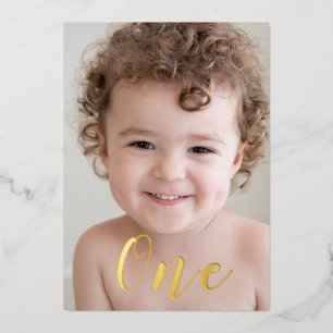 Invitation En Aluminium Beaux Garçons 1er Anniversaire Photo & Or