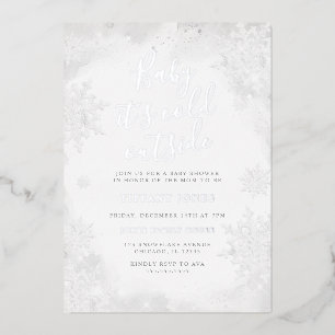 Invitation En Aluminium Bébé argenté il fait froid dehors Bébé douche