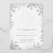 Invitation En Aluminium Bébé C'est le Baby shower de Flocon de neige à bla (Recto)