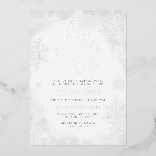 Invitation En Aluminium Bébé d'argent il fait froid à l'extérieur du Baby