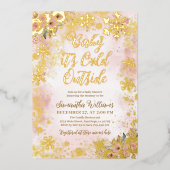 Invitation En Aluminium Bébé froid à l'extérieur Baby shower rose fille d' (Recto)