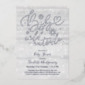 Invitation En Aluminium Bébé Il fait froid dehors Baby shower gris hiver (Recto)