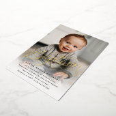 Invitation En Aluminium Bébé Photo Baptême Or (Rotation)