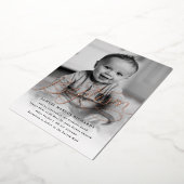 Invitation En Aluminium Bébé Photo Baptême Rose Or (Rotation)