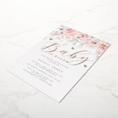 Invitation En Aluminium Bébé rose Gold Floral Butterfly En Fleur (Rotation)