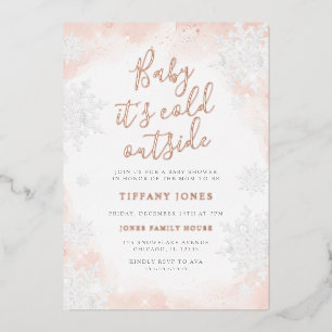 Invitation En Aluminium Bébé rose il fait froid dehors Bébé douche