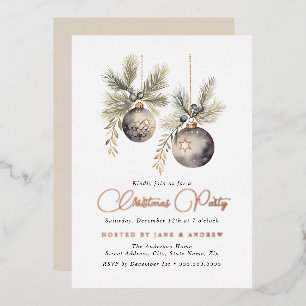 Invitation En Aluminium Beige Rose or de Noël Baubles