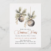 Invitation En Aluminium Beige Rose or de Noël Baubles (Recto)