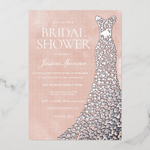 Invitation En Aluminium Belle Fête des mariées Robe Coeur Bleu Argent