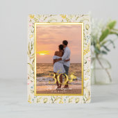 Invitation En Aluminium Belle Fleur 30e Anniversaire Mariage Or (Debout devant)