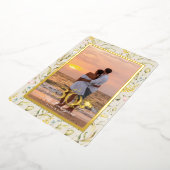 Invitation En Aluminium Belle Fleur 30e Anniversaire Mariage Or (Rotation)