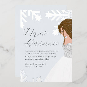 Invitation En Aluminium Belle Snowflakes en argent Quinceanera