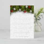 Invitation En Aluminium Belles Bénédictions de Noël Holly et Ornament (Debout devant)