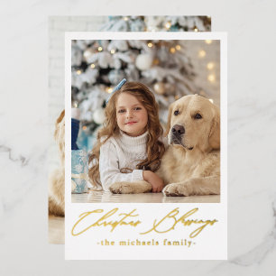 Invitation En Aluminium Bénédictions de Noël Deux photos